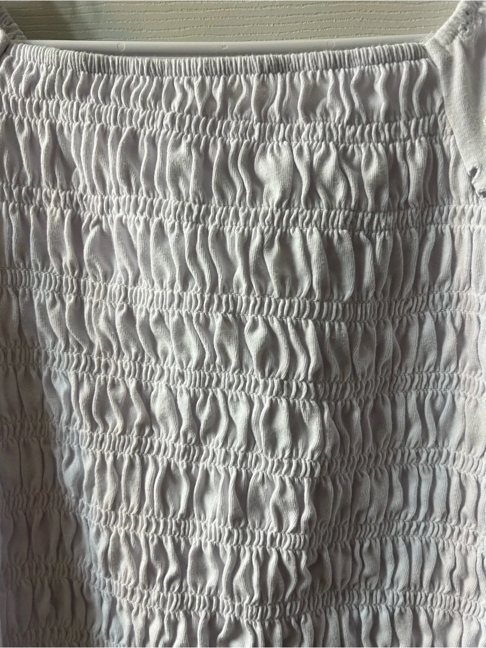 Girls XXL White Smocked Eyelet Long-Sleeve Top